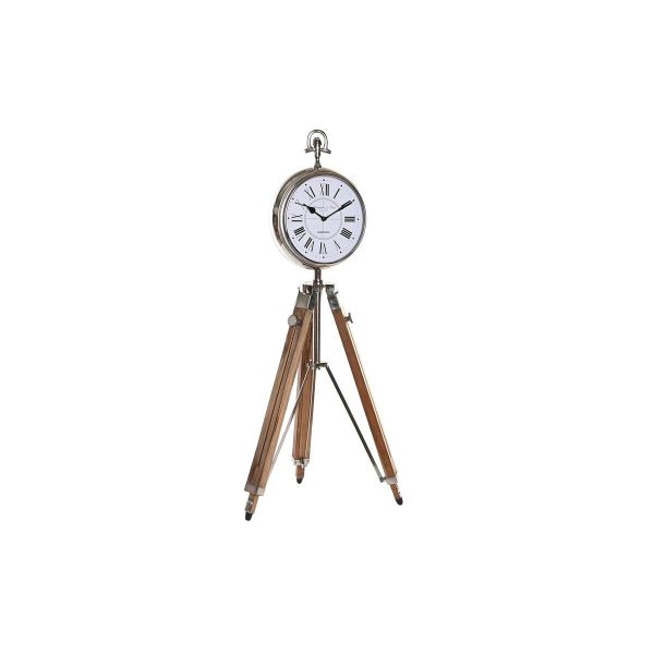 Table clock DKD Home Decor 22 x 40 x 80 cm Natural Silver Aluminium Tripod Mango wood Traditional Supply