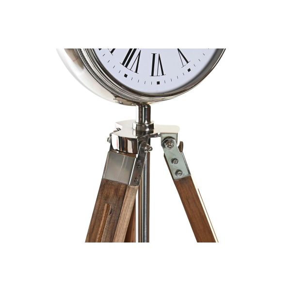 Table clock DKD Home Decor 22 x 40 x 80 cm Natural Silver Aluminium Tripod Mango wood Traditional Supply