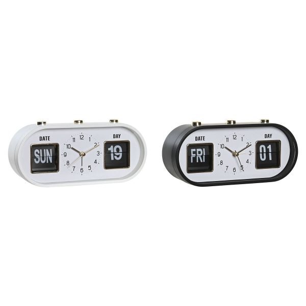 Alarm Clock DKD Home Decor 20 x 6 x 9,5 cm Black White PVC (2 Units) on Sale