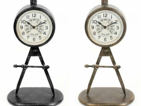 Table clock DKD Home Decor 17 x 8 x 31 cm Black Golden Iron PVC Loft (2 Units) For Discount