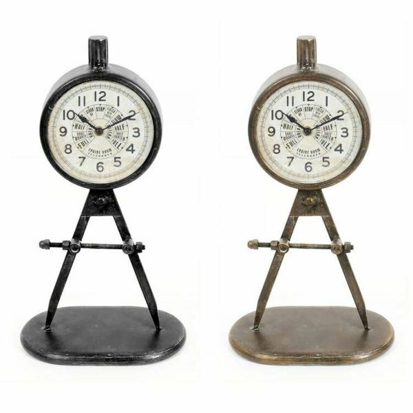 Table clock DKD Home Decor 17 x 8 x 31 cm Black Golden Iron PVC Loft (2 Units) For Discount